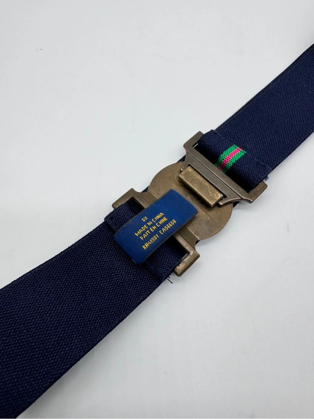 Polo Ralph Lauren Girls Belt Size 6X Navy Stretch Elastic Web Belt Crest Logo